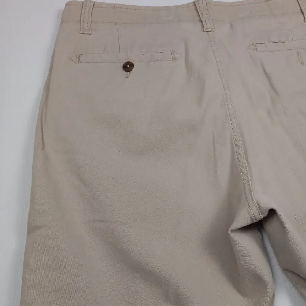 Rustler Iron Flex Mens Size 32 Stretch Khaki Tan Flat Front Casual Shorts